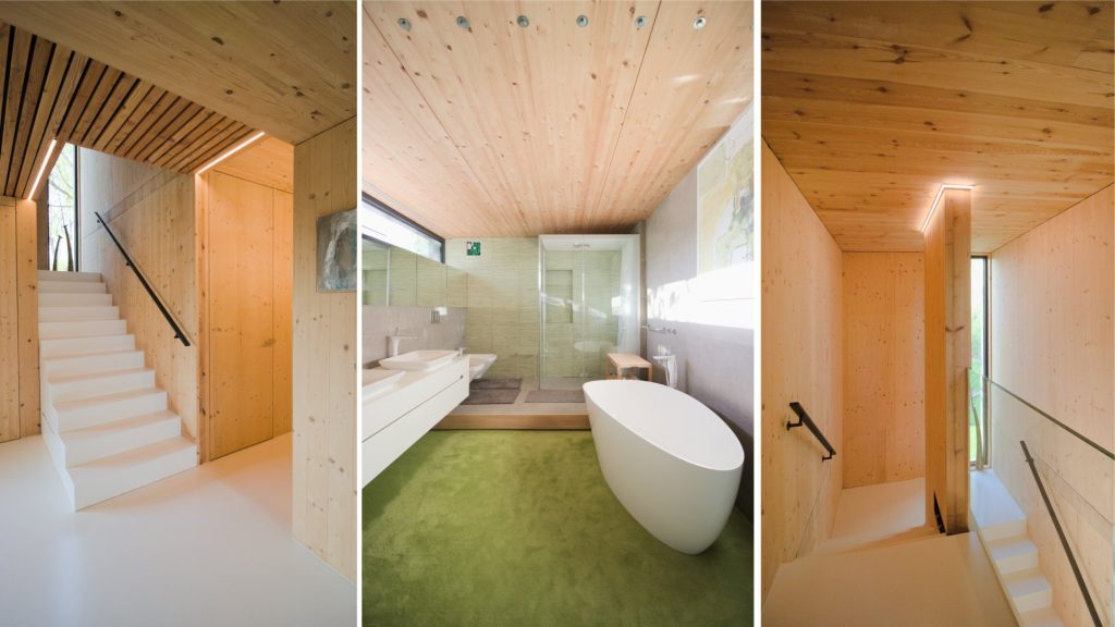 Drevodom s CLT panelmi v interiéri