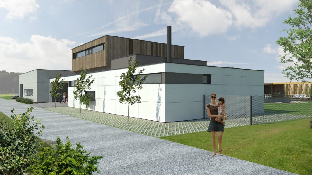 CLT drevodom s ateliérom pohľad z ulice