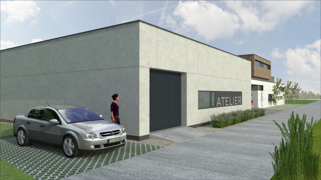 CLT drevodom s ateliérom garáž