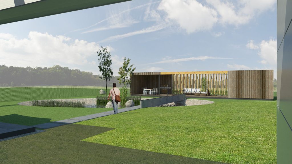 CLT drevodom s ateliérom záhrada