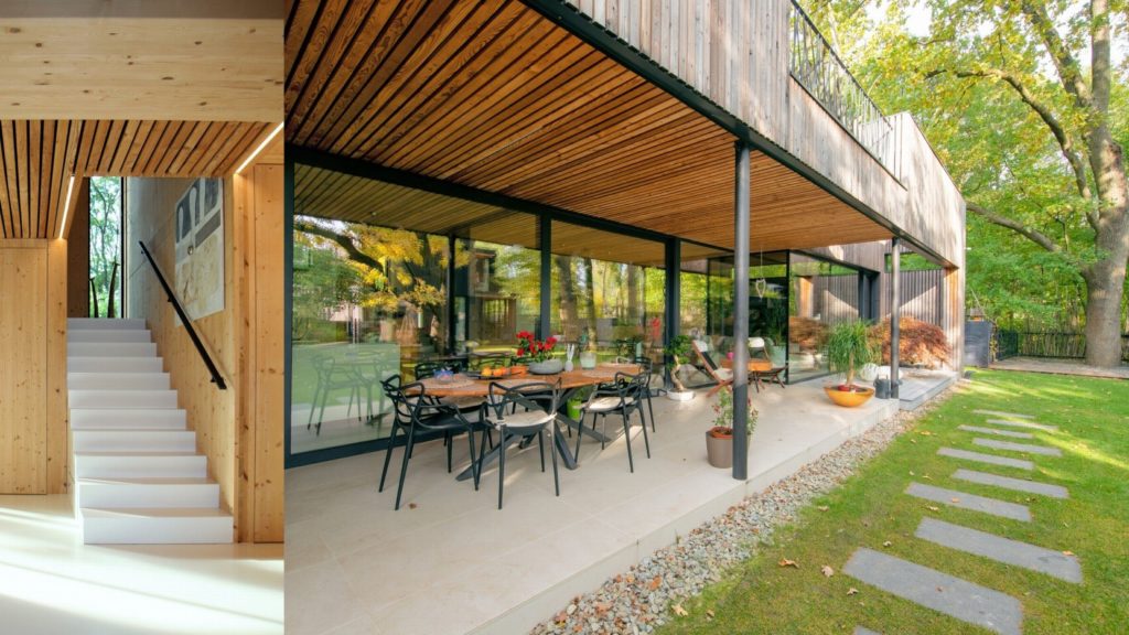 Rusovce návrh interiéru v drevodome terasa