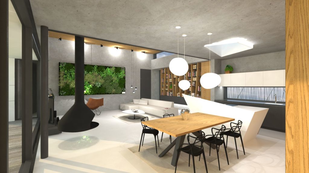 interiér dizajn jedáleň