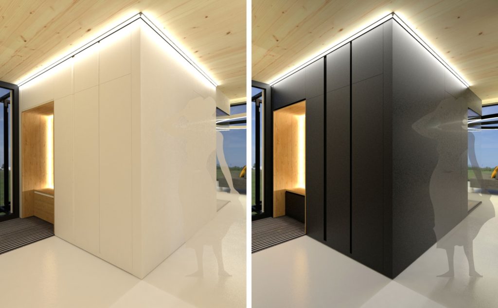 Interiér chaty CLT 31 Bodíky šatník Molnár-Peráček