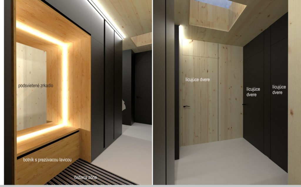 Interiér chaty CLT 31 Bodíky dvere Molnár-Peráček