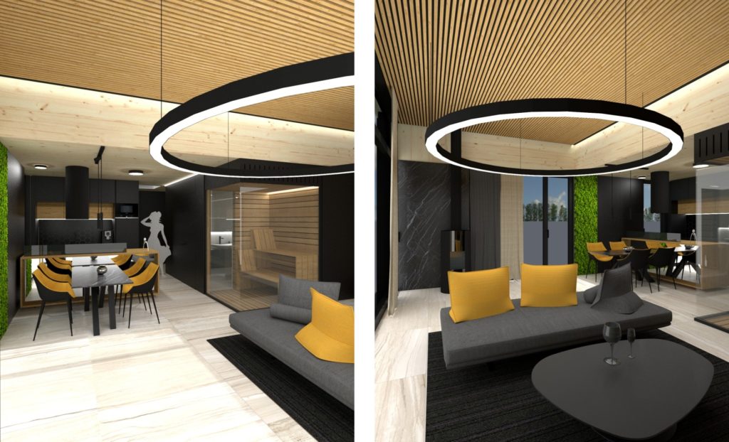 Interiér chaty CLT 31 Bodíky obývačka Molnár-Peráček