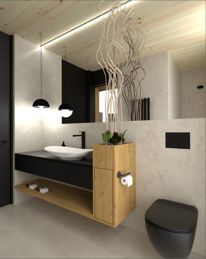 Interiér chaty CLT 31 Bodíky kúpeľňa Molnár-Peráček