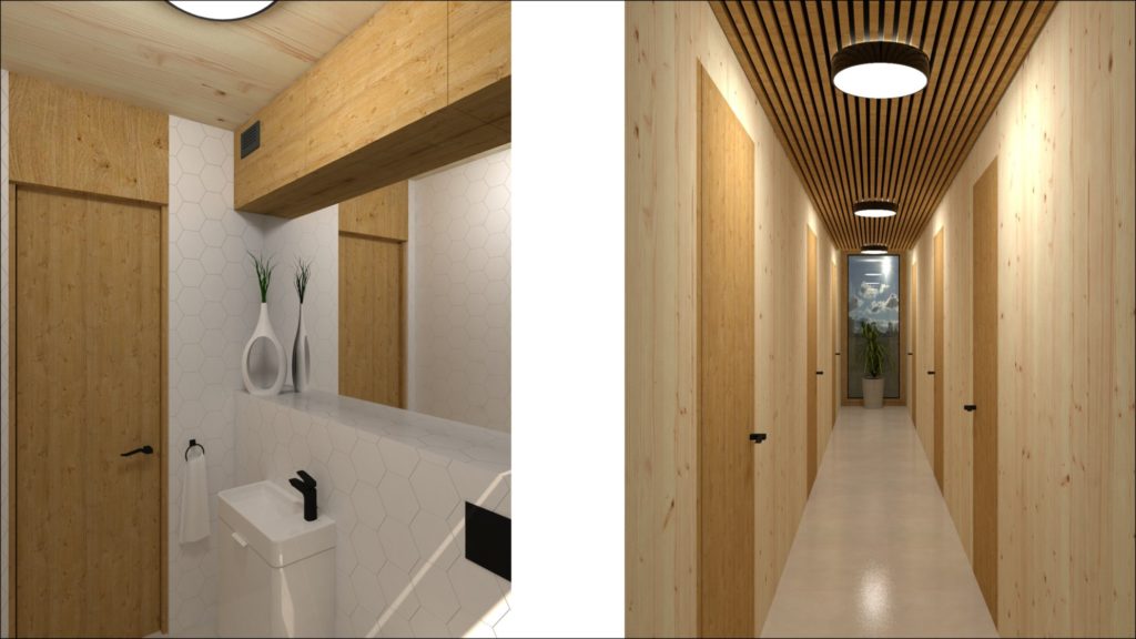 Interiér domu CLT 20 Kováčová clt stena Molnár Peráček