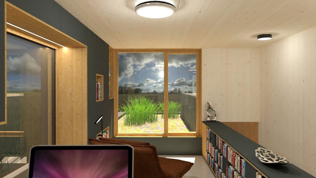 Interiér domu CLT 20 Kováčová clt kresloMolnár Peráček