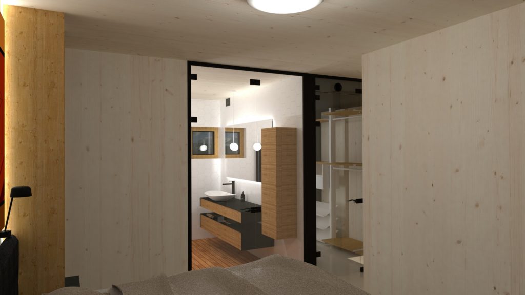 Interiér domu CLT 20 Kováčová sklené dvere Molnár Peráček