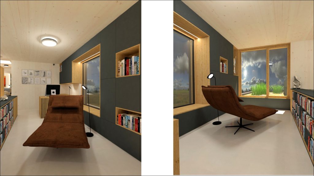 Interiér domu CLT 20 Kováčová pracovňa Molnár Peráček