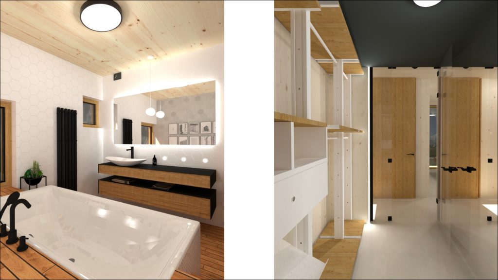 Interiér domu CLT 20 Kováčová skrinky Molnár Peráček