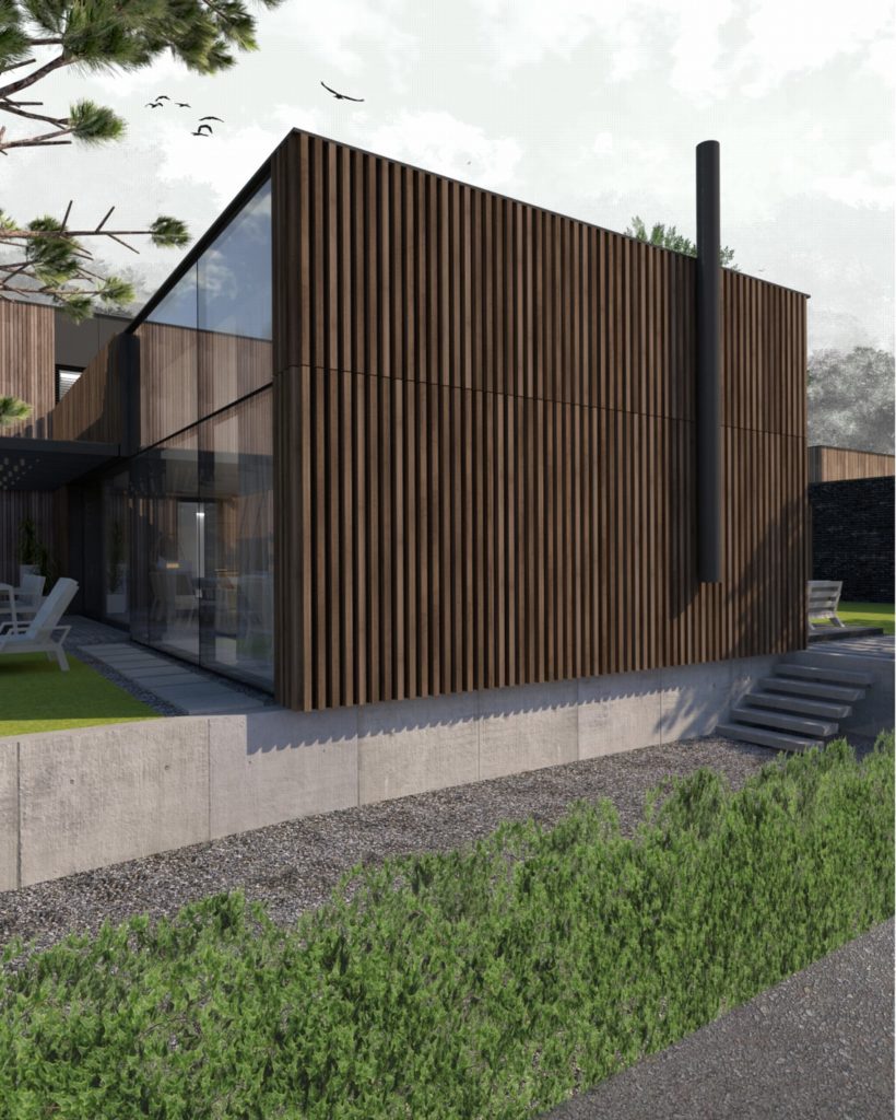 Rodinný dom CLT 33 drevená fasáda Molnár Peráček