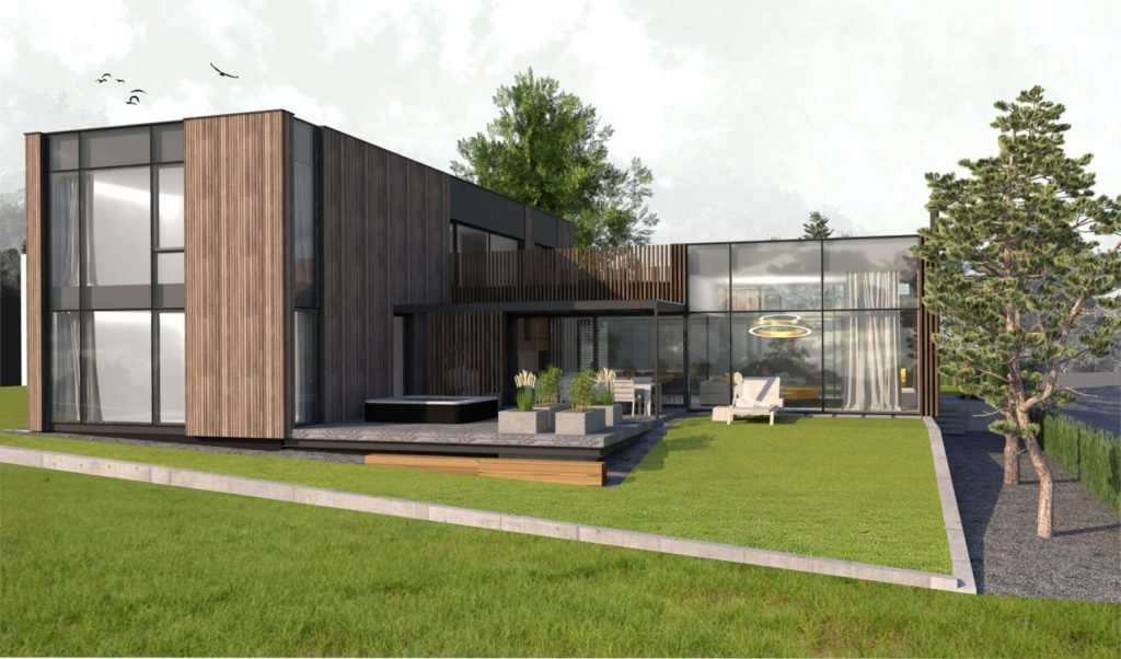 Rodinný dom CLT 33 sklená stena Molnár Peráček