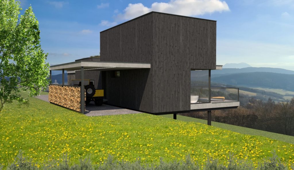 Chata CLT 34 drevený obklad Peráček