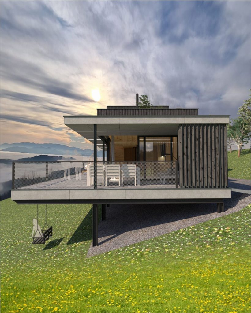 Chata CLT 34 krytá terasa Peráček