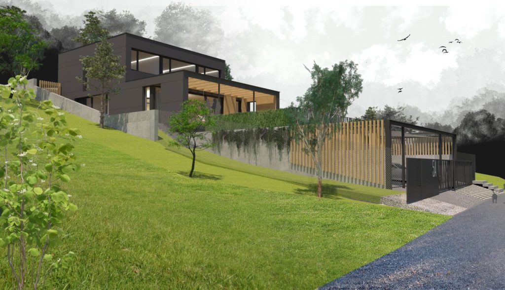 Chata CLT 35 vo svahu atelier Peráček