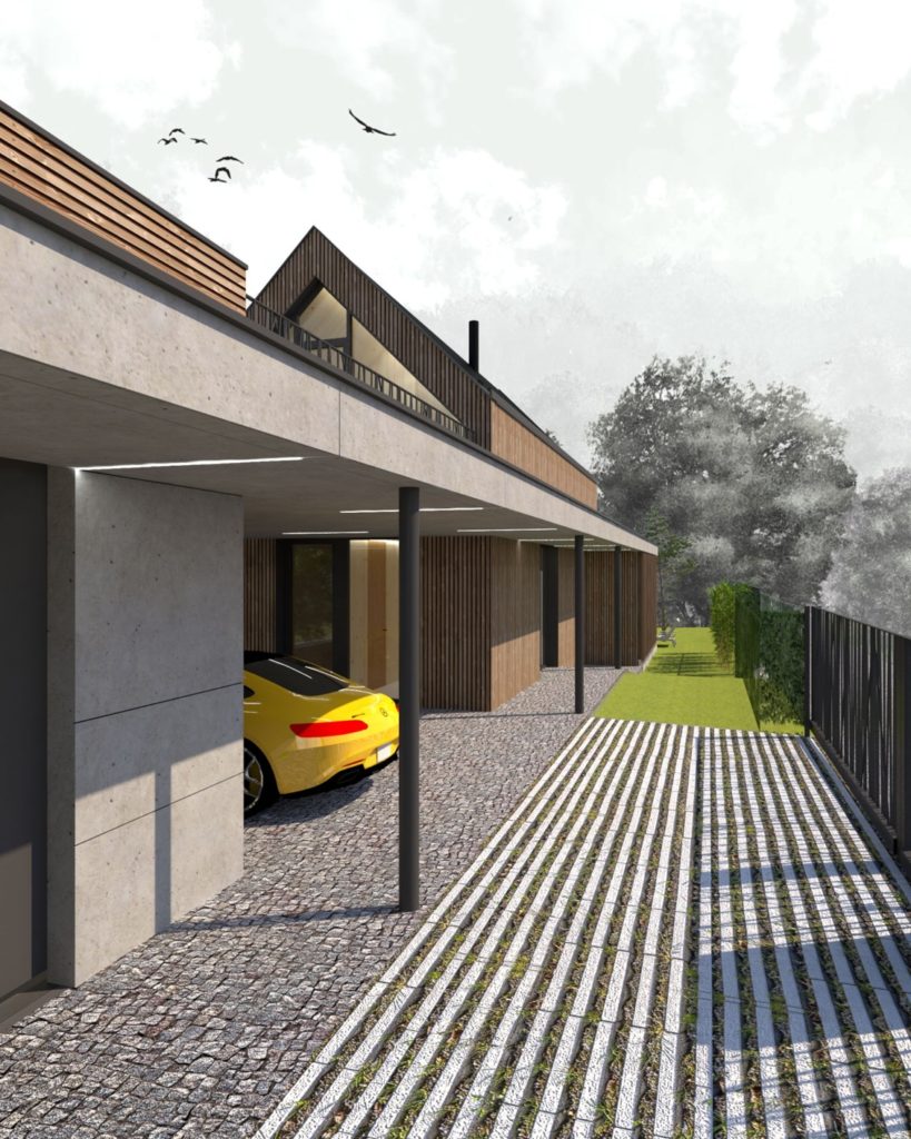 Rodinný dom CLT 36 krytý vstup atelier MOLNÁR-PERÁČEK