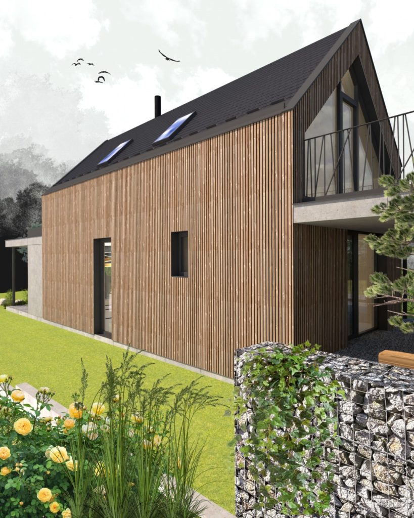 Rodinný dom CLT 36 gabión atelier MOLNÁR-PERÁČEK