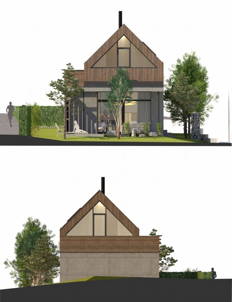 Rodinný dom CLT 36 pohľady čelné atelier MOLNÁR-PERÁČEK