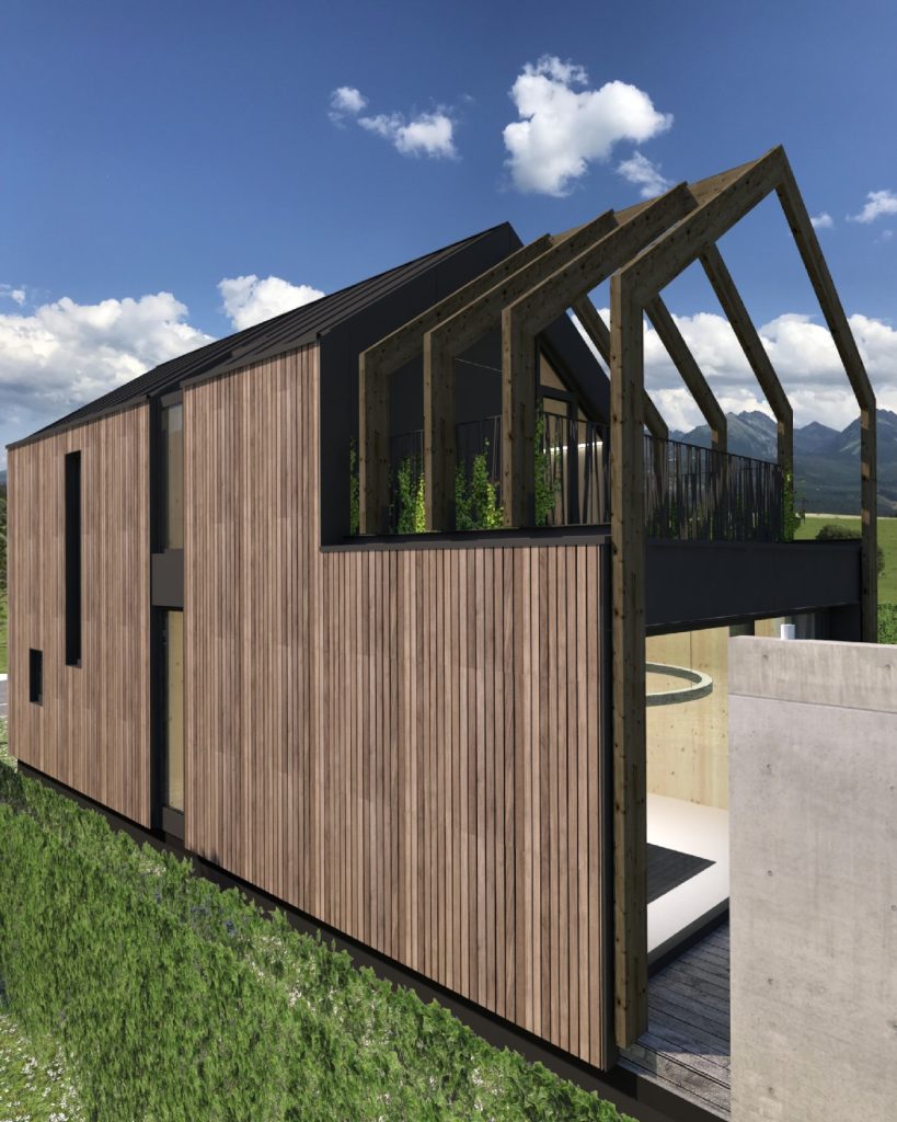 Rastúci CLT dom Peráček drevená fasáda