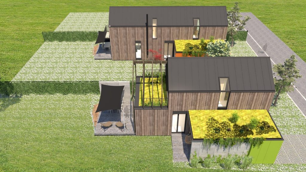 Rastúci CLT dom Peráček zelená strecha