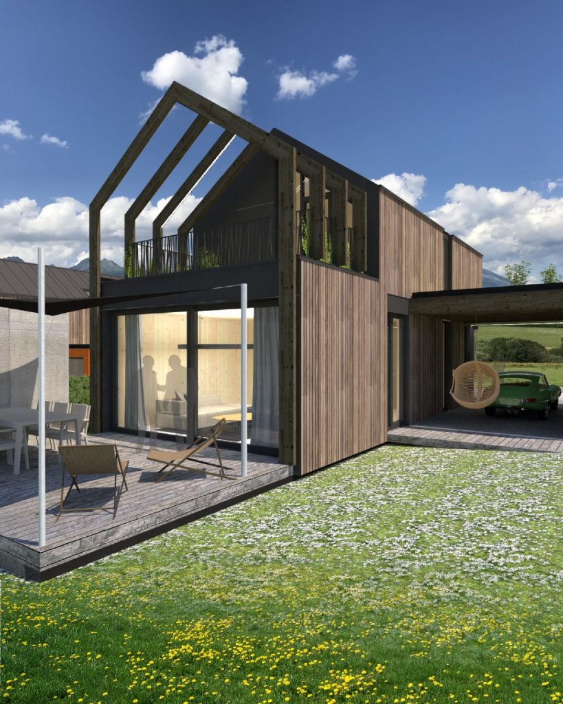 Rastúci CLT dom Peráček pergola