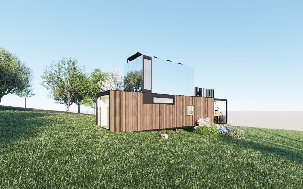 API farma_atelier Peráček, moduly, zrkadlová fasáda