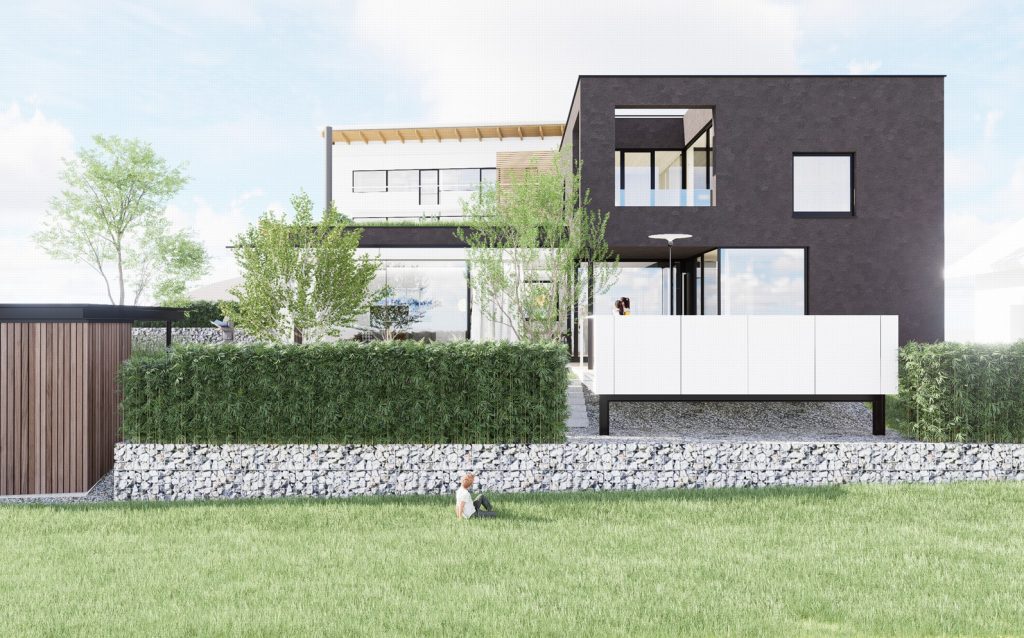 Rodinný dom CLT 39, ateliér Peráček, terasa levitujúca