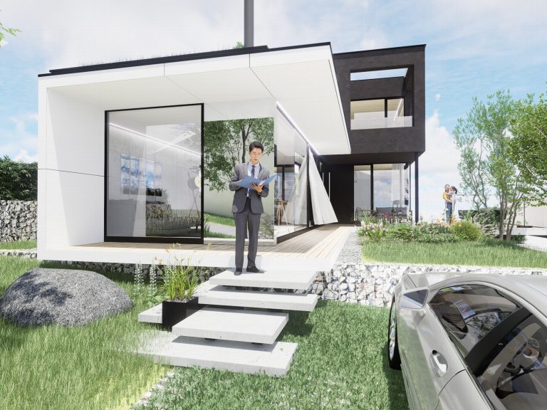 Rodinný dom CLT 39, ateliér Peráček, betónové schody