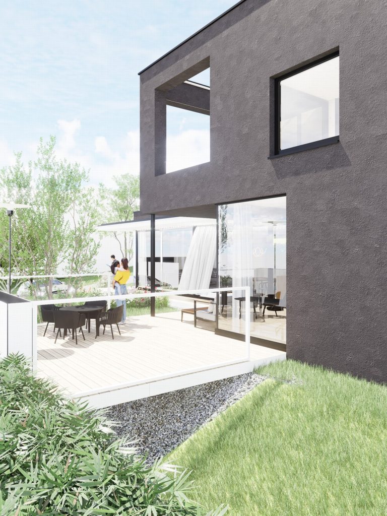 Rodinný dom CLT 39, ateliér Peráček, terasa