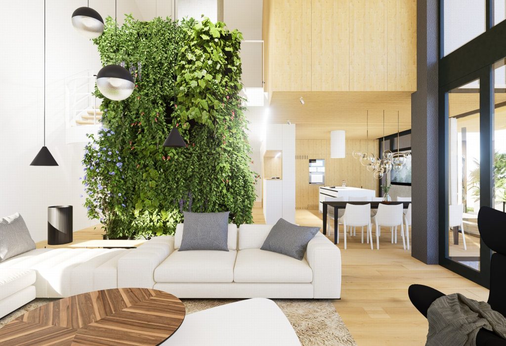 návrh interiéru atelier Peráček zelená stena