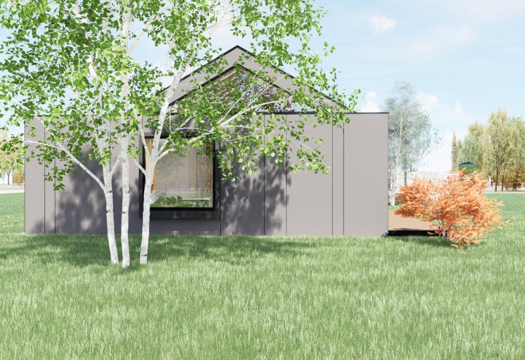 Rodinný dvojdom, ateliér Peráček omietka drážky