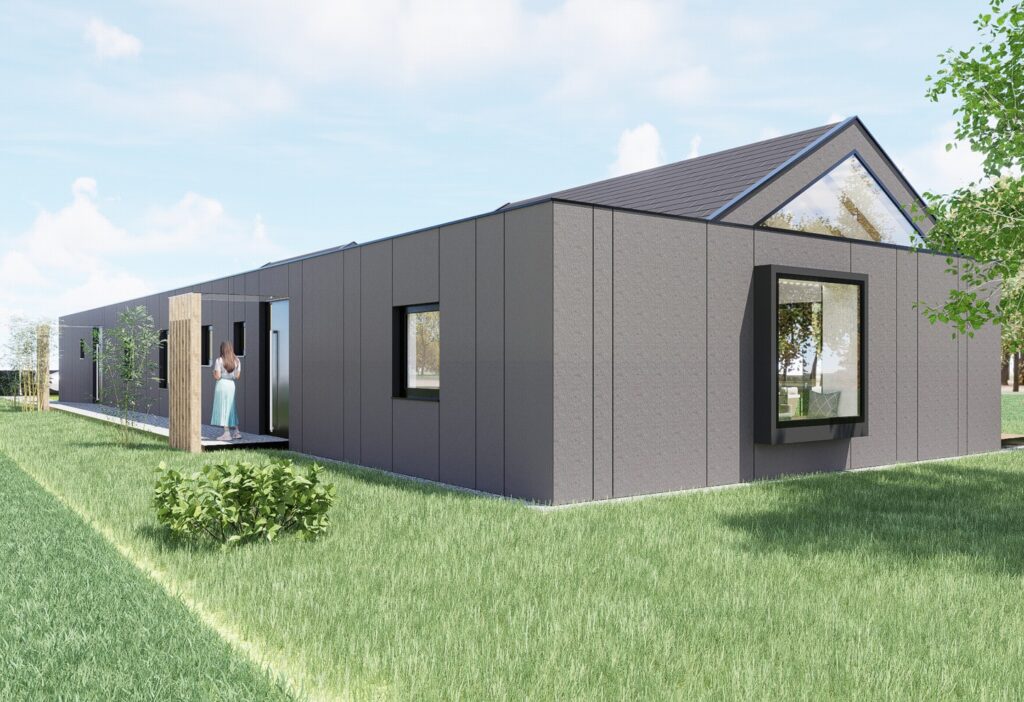 Rodinný dvojdom, ateliér Peráček fasáda omietka