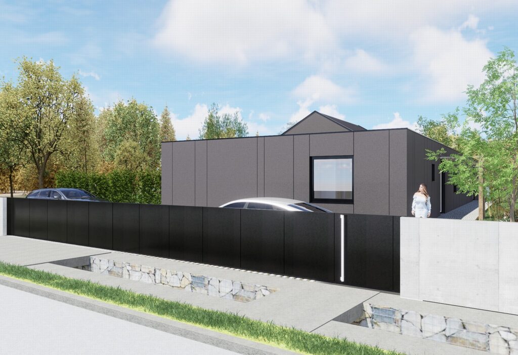 Rodinný dvojdom, ateliér Peráček brána