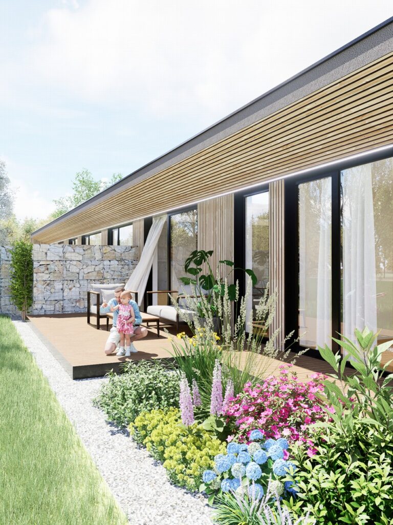 Rodinný dvojdom, ateliér Peráček terasa