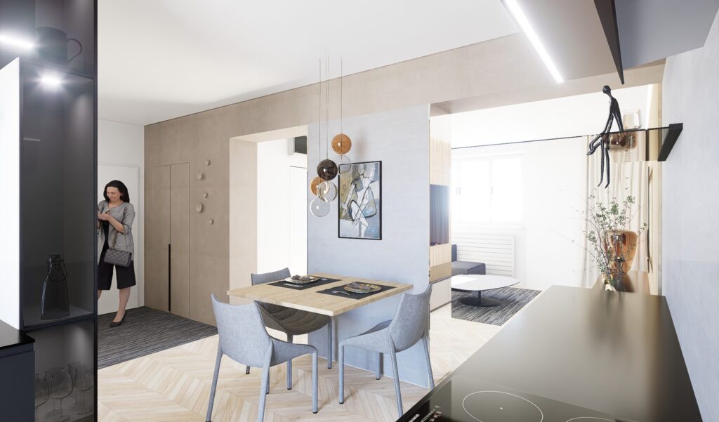 rekonštrukcia bytu atelier Peráček jedáleň