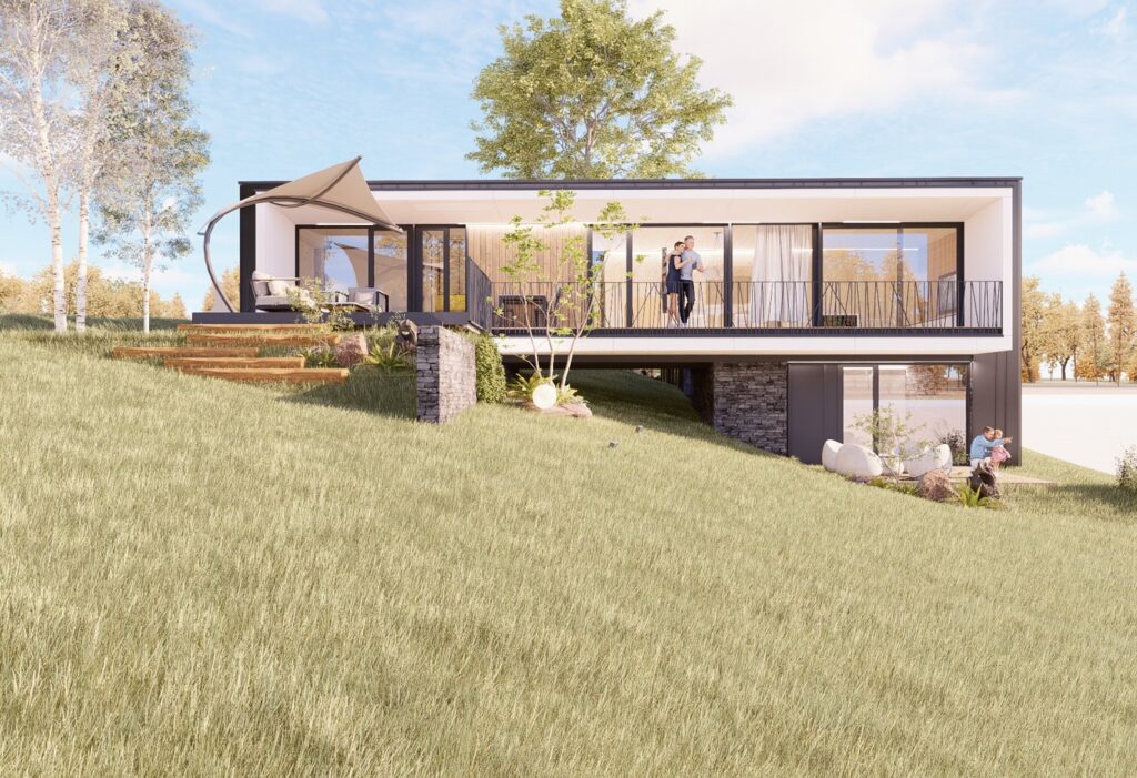 CLT dom pod lipou svah Peráček