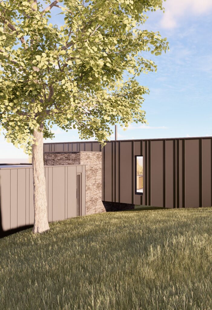 CLT dom pod lipou kamenný obklad Peráček