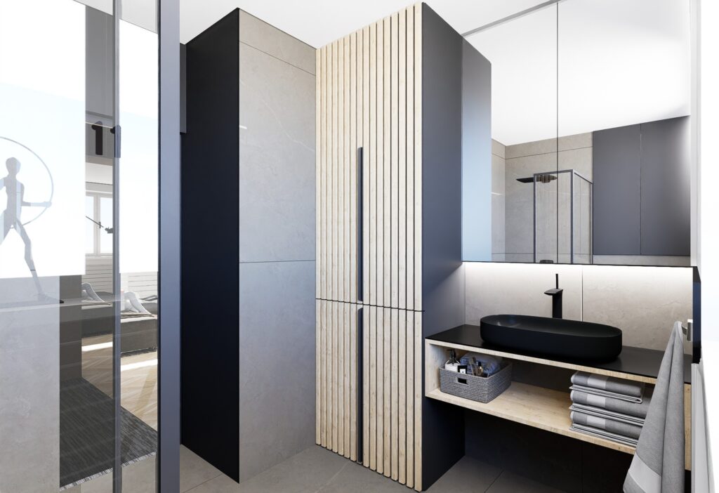 rekonštrukcia bytu atelier Peráček práčka v skrini