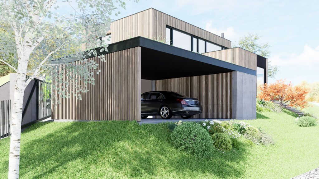 Rodinný dom CLT 40 parkovanie