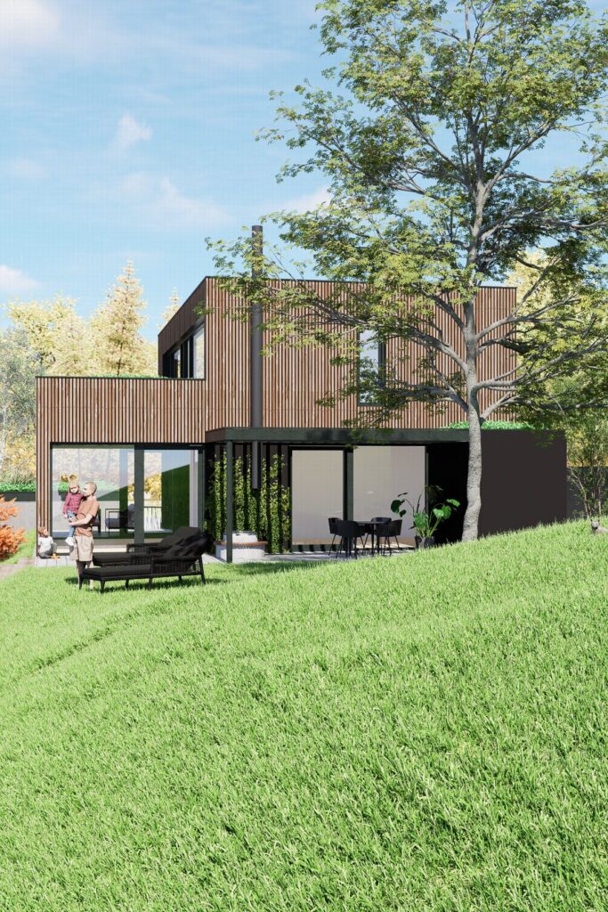 Rodinný dom CLT 40 krytá terasa
