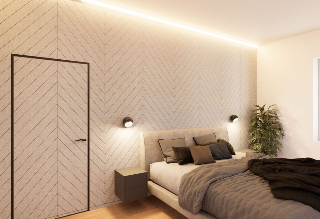 Návrh interiéru domu pri Budapešti spálňa