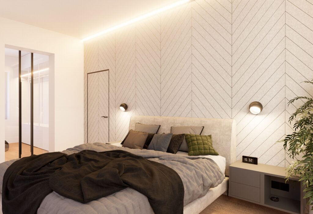 Návrh interiéru domu pri Budapešti akustické panely