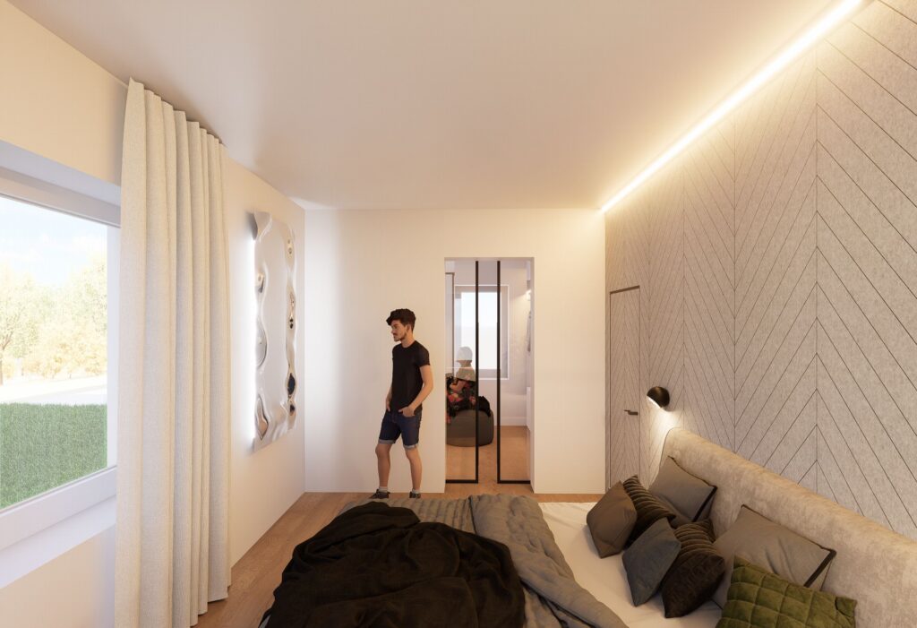 Návrh interiéru domu pri Budapešti posuvné dvere