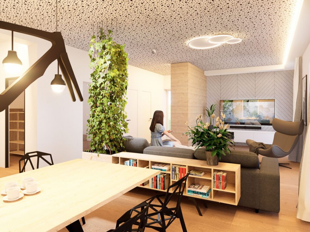 Návrh interiéru domu pri Budapešti knižnica