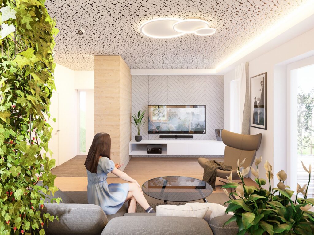 Návrh interiéru domu pri Budapešti obytná hala