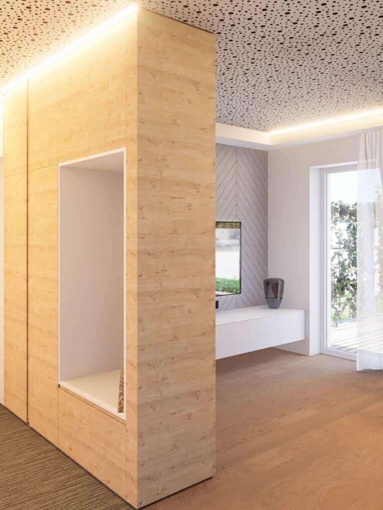 Návrh interiéru domu pri Budapešti šatník