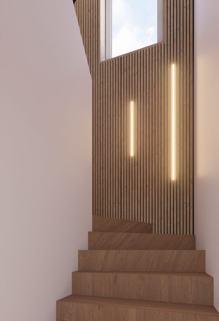 Návrh interiéru domu pri Budapešti schodisko