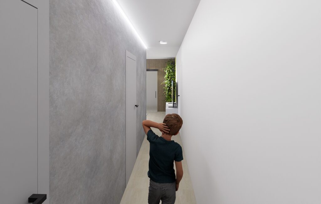 Interiéru bytu v Marianke betón stierka