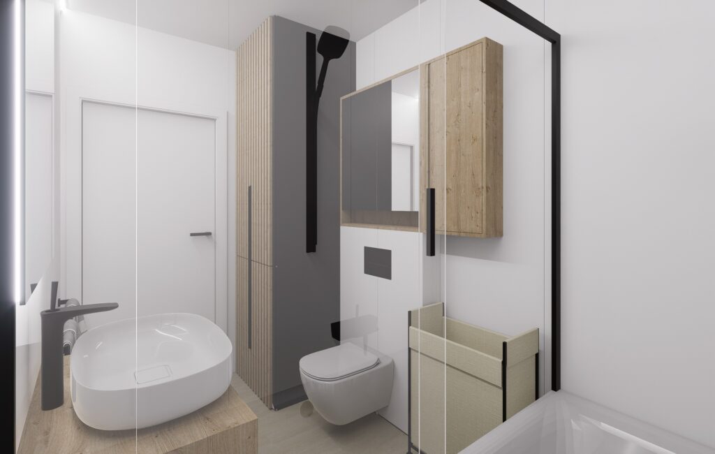 Interiéru bytu v Marianke úložný priestor kúpelňa